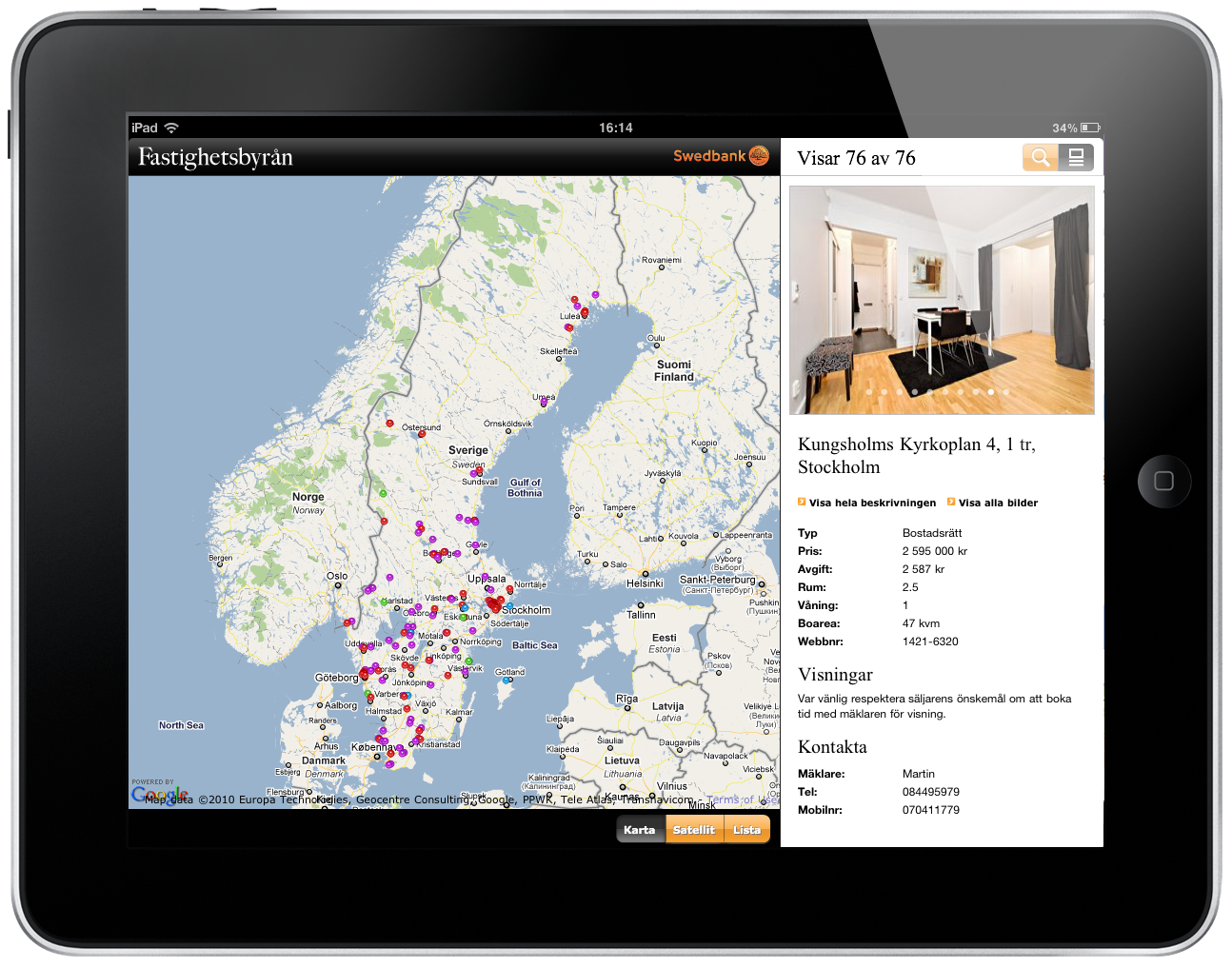 Fastighetsbyrån’s iPad web app.