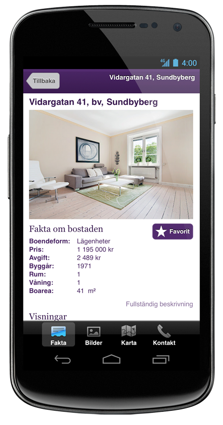 Standard solution for realtors for Android devices.